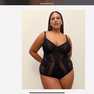 Penningtons Black Lace Bodysuit X DEESSE 1XL